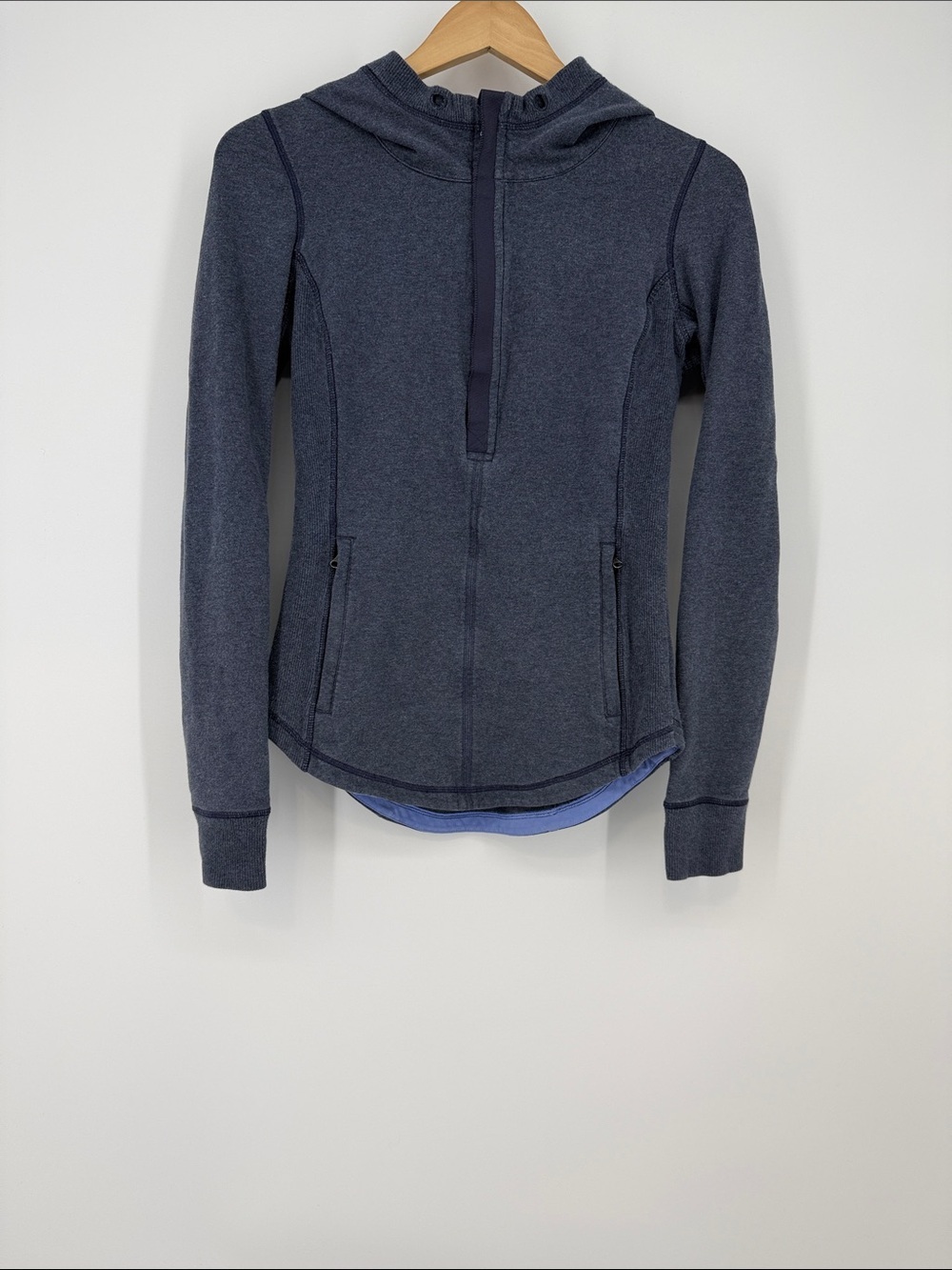 Lululemon Post Sweat Pullover Hoodie 1/2 Zip Sweatshirt Cadet Blue